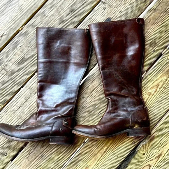 FRYE brown tall back zip boots size 7 - Picture 1 of 8